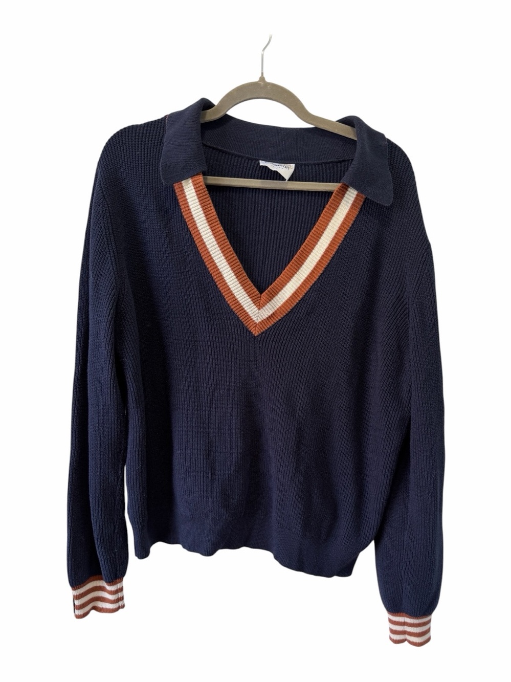 Callahan Anthropologie Windsor Polo Navy Preppy Modern Sweater Size Large